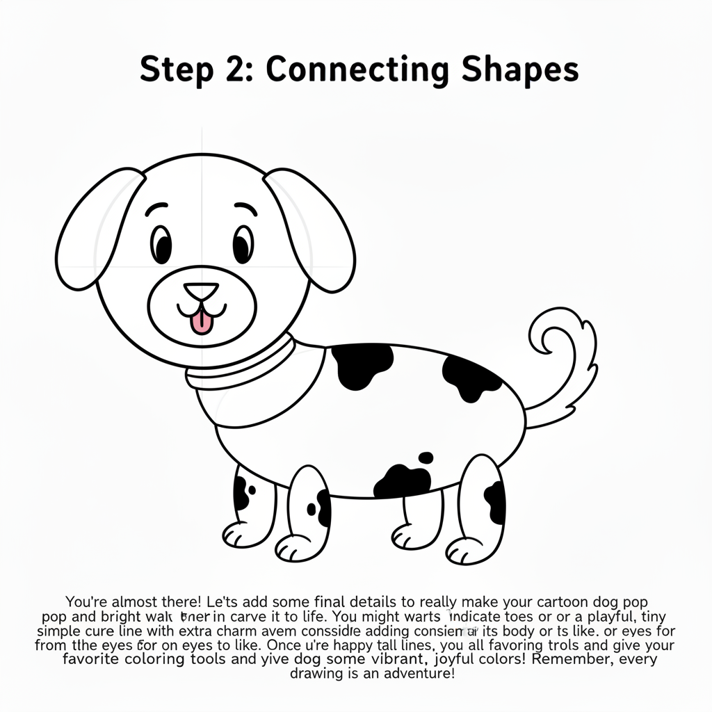 A cute cartoon drawing of a happy dog., featured in the blog post titled "A Beginner's Guide to Dog Drawing"